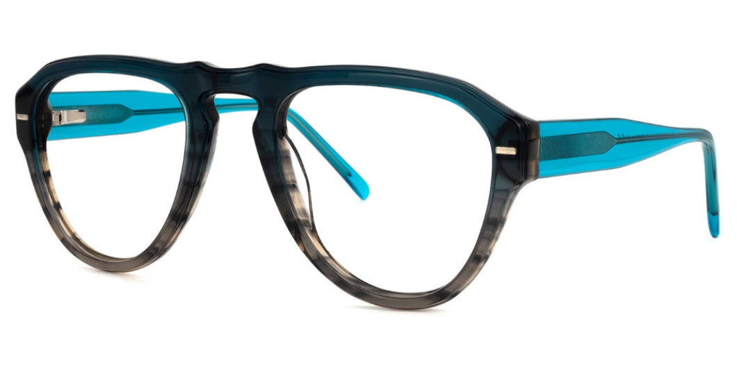Aviator style glasses (blue and tortoise)